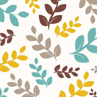 Duvar etiketi ya da arkaplan için renkli yaprak dikişsiz desen