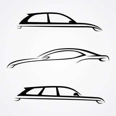 Vektör SUv ve araba spor unsuru siluet biçimi