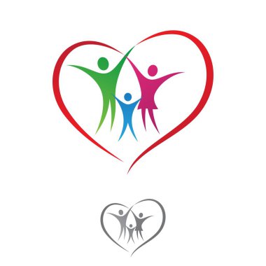 Kalp şeklinde kurdeleli aile vektörü