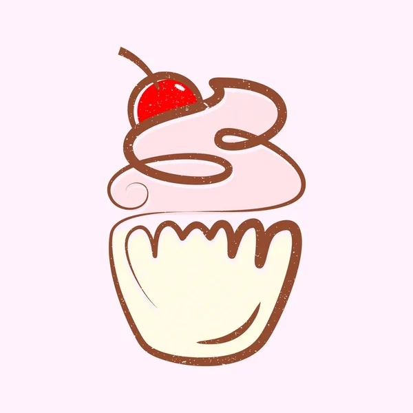 Hand drawn desserts - sketch cupcake design vintage style vector — Stock Vector