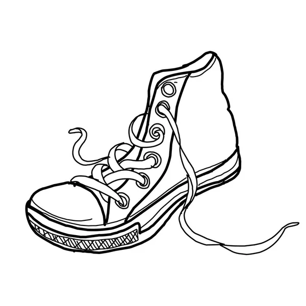 모노크롬 디자인 스케치 유행하는 신발 — 스톡 벡터