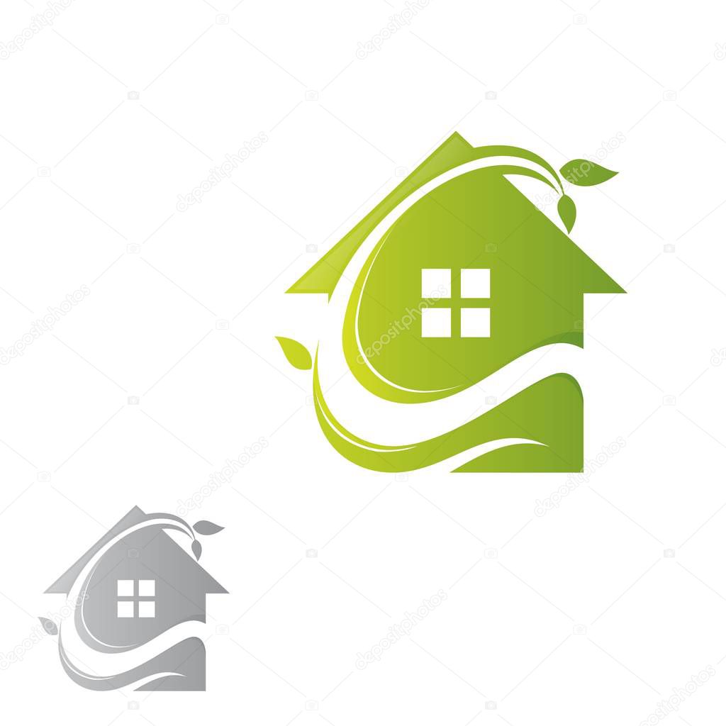 Illustration vector of a nature house for your best business symbol. Eco Friendly house icon. Green home art symbol. Vector illustration EPS.8 EPS.10