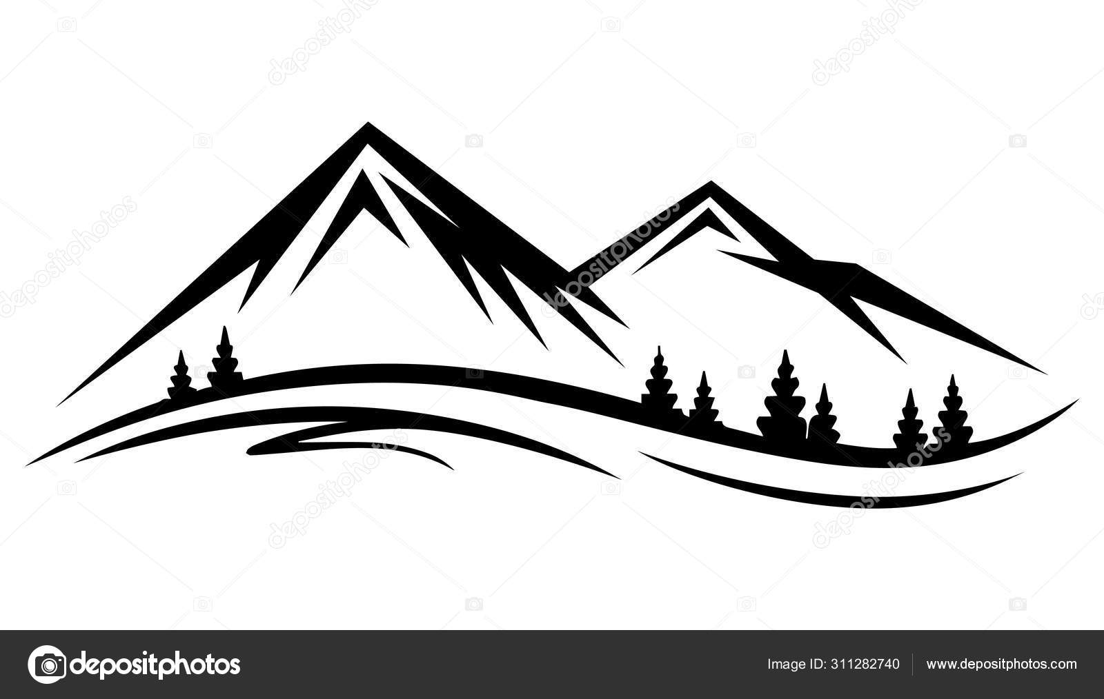 Naturaleza vectorial abstracta o silueta de cordillera al aire libre Vector  de stock #311282740 de ©manbeach23@gmail.com, image size:1600x1014