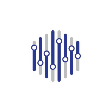 Mavi ve gri renkli akıllı telefon uygulaması ya da web simgesi için yaratıcı, altıgen grafik vektör tasarımı