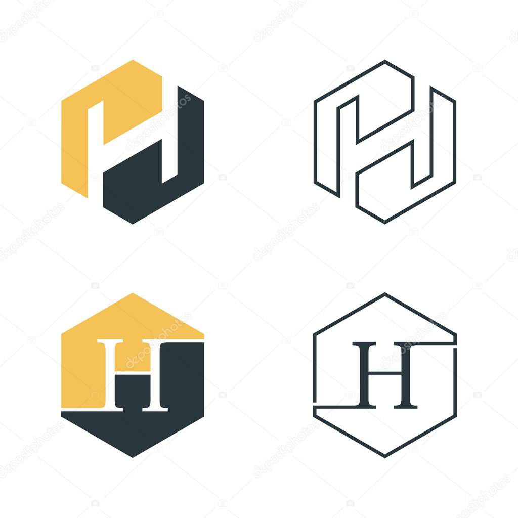 Hexagon letter H graphic vector for web icon or smartphone app