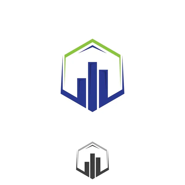 Concept de symbole marketing et financier moderne sur l'hexagone — Image vectorielle