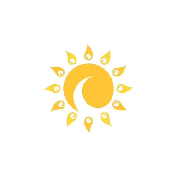 Criativa, sol vetor simples com redemoinho no meio isolado design ícone de verão — Vetor de Stock