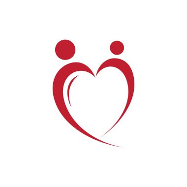 Kalp vektörü tasarım elementini şekillendiren basit düz simge insanlar