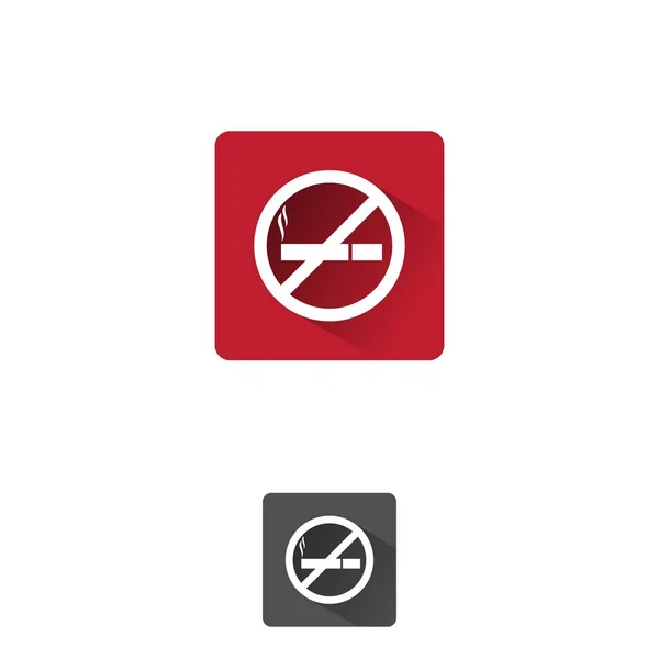 Marca vetorial não fumar no fundo quadrado com sombra — Vetor de Stock