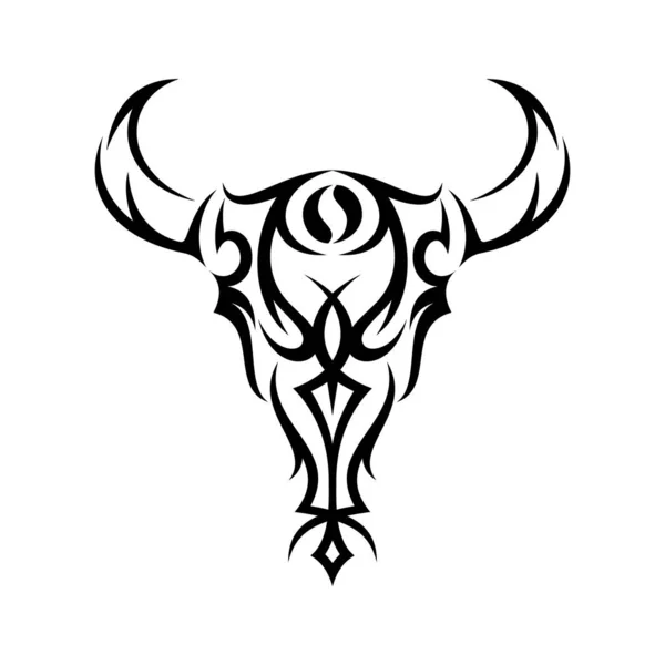 Migliori creativo silhouette illustrazione testa bisonte tribale concetto di design — Vettoriale Stock