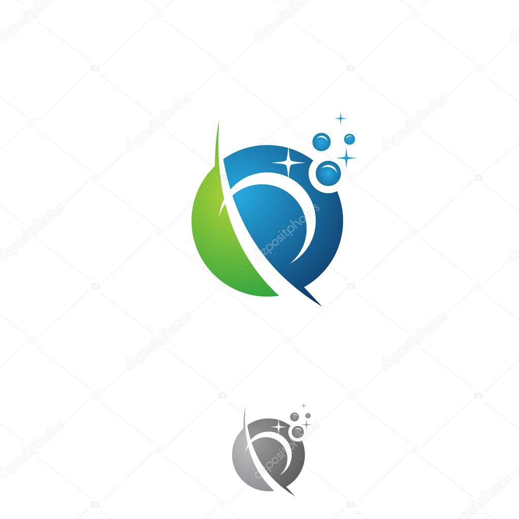 Business corporate letter P washing round concept design. Letter w laundry design. Vector illustration EPS.8 EPS.10
