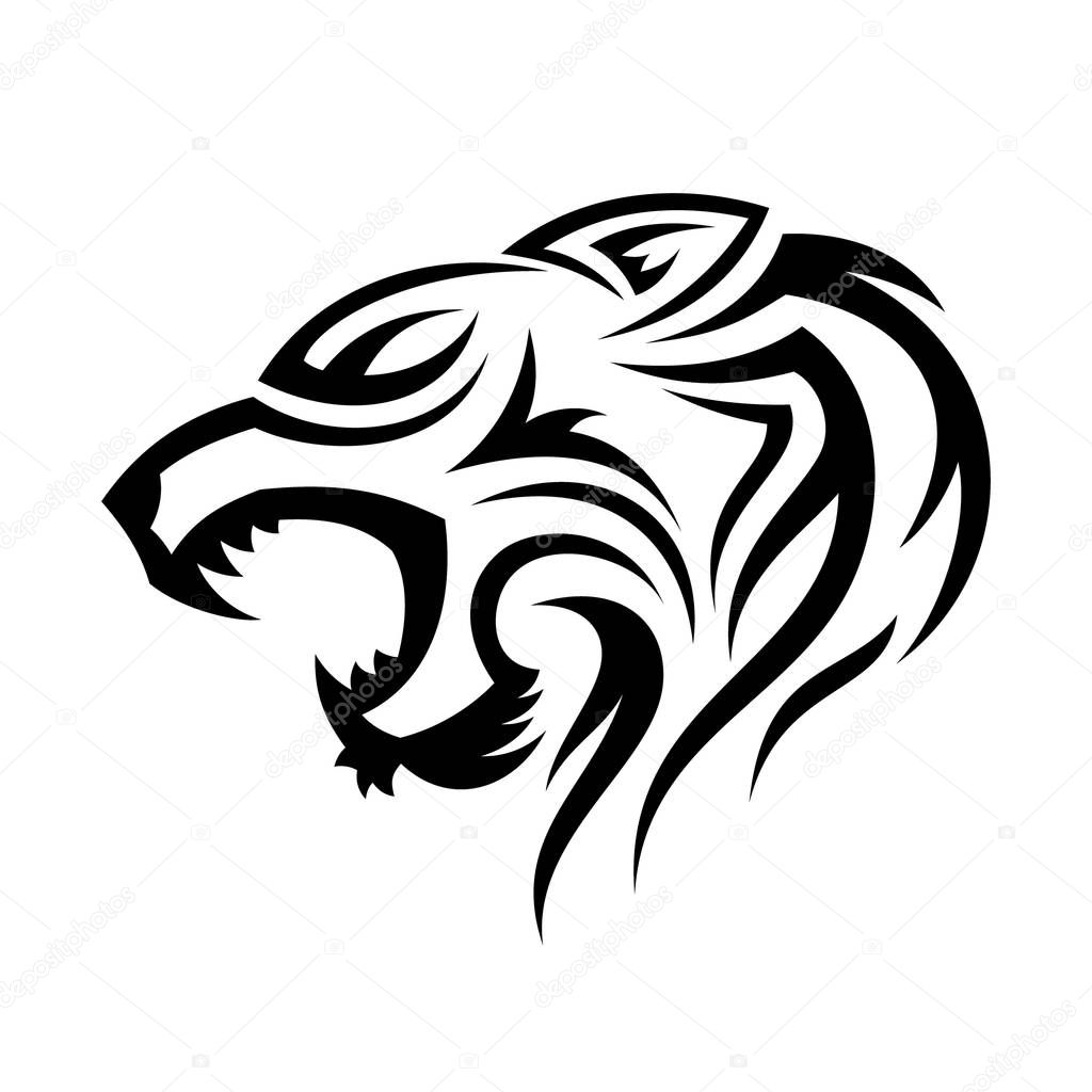 Creative silhouette illustration tribal vector head of tiger design concept. Simple animal wildlife. Vector illustration EPS.8 EPS.10