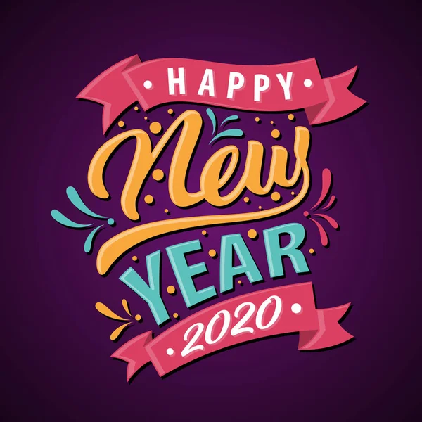 Fun letter Happy New Year 2020 for greeting card or background — Stock Vector