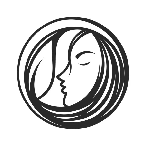 Best creative silhouette woman face icon — Stock vektor