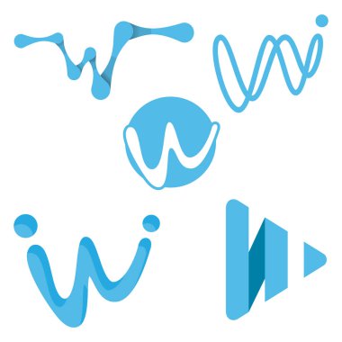 Yaratıcı, dijital harf w mavi renk simgeleri, öge ve sembol, w logo şablonunu ayarlayın. Vektör illüstrasyon EPS.8 EPS.10