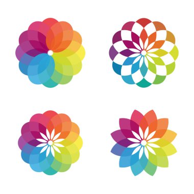 Renkli çiçek vektör tasarımı - parlak renkli çiçek renk paleti sembolü. Sanat ve yaratıcılık vektörü ikonu tasarla. Vektör illüstrasyon EPS.8 EPS.10