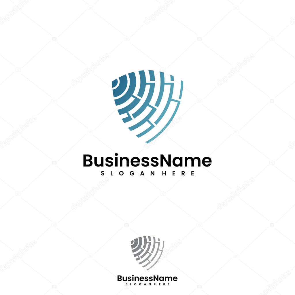 Abstract Shield Radar and sonar scanner for high security logo design. Vector illustration