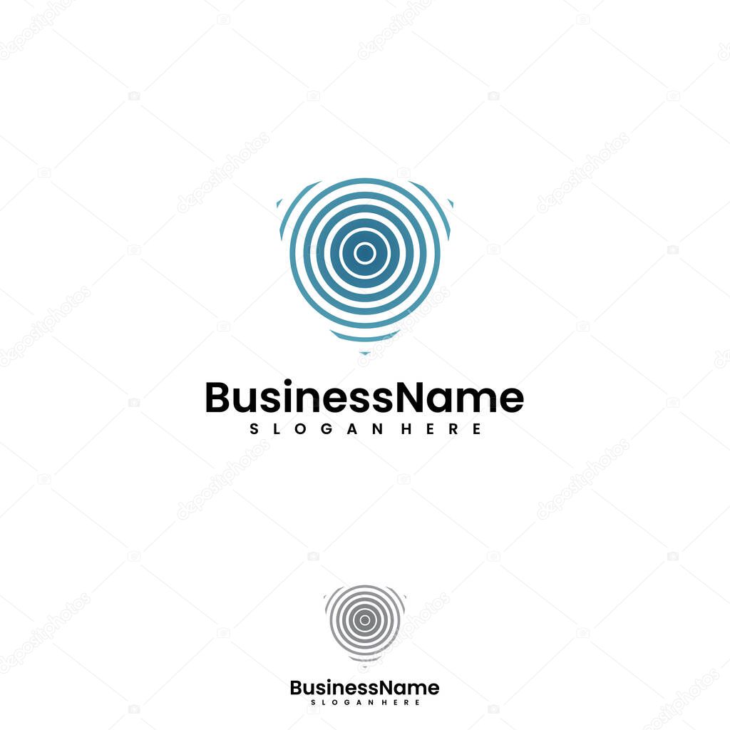 Shield Radar and sonar scanner for high security logo design. Vector illustration