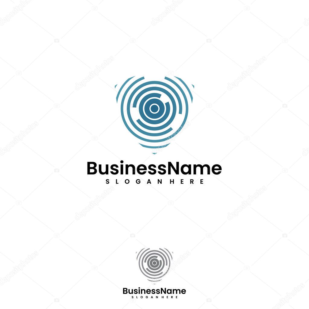 High shield security scanner logo company design template. Vector illustration