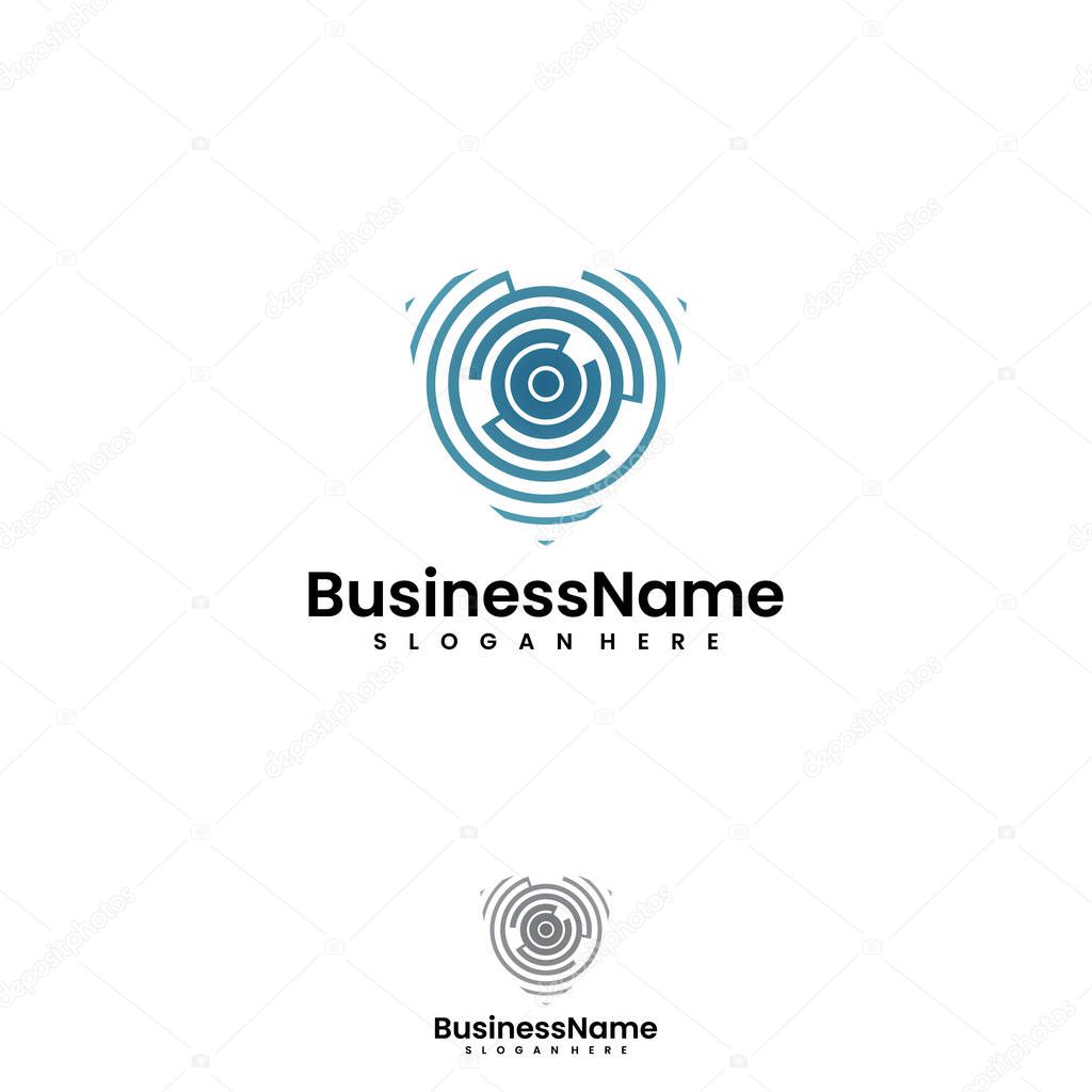 High technology shield security scanner logo company design template. Vector illustration