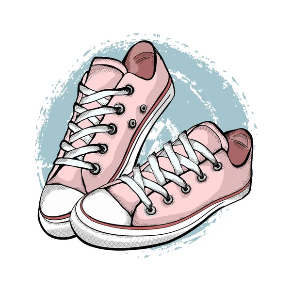 Pair Pink Sneakers Isolated White Background — Stock Vector