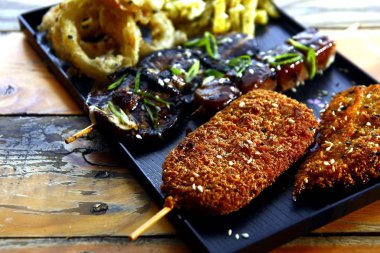 Çeşitli Kushiyaki Japon gıda fotoğrafı