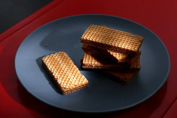 Chocolate wafers on a plate — Stock Photo, Image