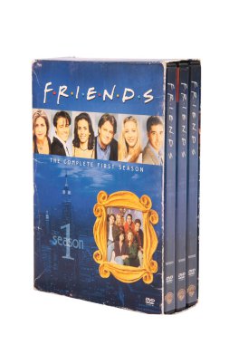 Antipolo City, Philippines - June 4, 2020: Photo of an old collection of complete season 1 DVD set of the TV show Friends. clipart