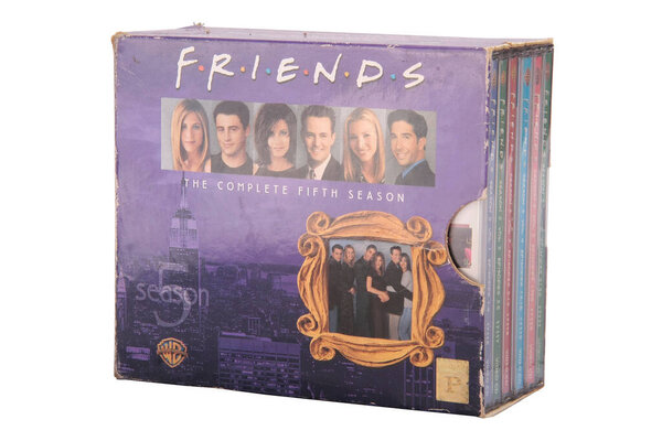 Antipolo City, Philippines - June 4, 2020: Photo of an old collection of complete season 5 VCD set of the TV show Friends.