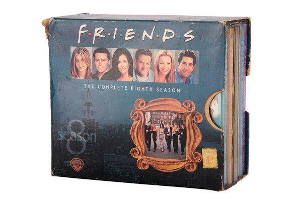 Antipolo City, Philippines - June 4, 2020: Photo of an old collection of complete season 8 VCD set of the TV show Friends.