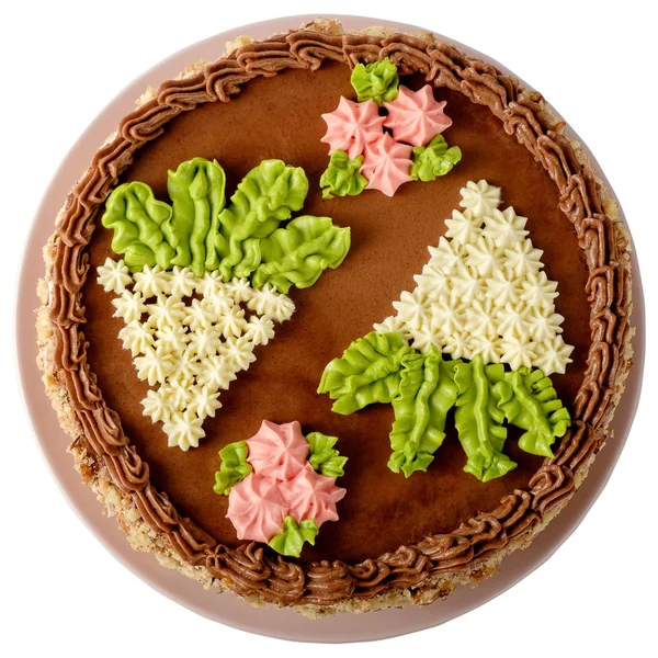 Hausgemachter Kiewer Kuchen Die Bekannte Ukrainische Delikatesse Isoliert Auf Weiß — Stockfoto