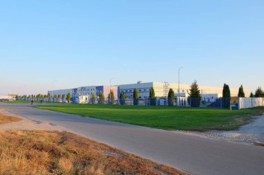 Yahotyn, Kiev region, Ukrayna, 18 Ekim 2018: modern lojistik merkezi Yahotyn, Kiev region RoHS şekerlemeler şirketin. Petro Poroshenko Ukrayna Cumhurbaşkanı'nın aile şirketi.