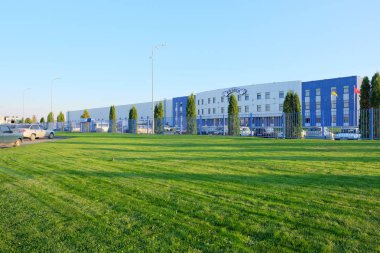 Yahotyn, Kiev region, Ukrayna, 18 Ekim 2018: modern lojistik merkezi Yahotyn, Kiev region RoHS şekerlemeler şirketin. Petro Poroshenko Ukrayna Cumhurbaşkanı'nın aile şirketi.