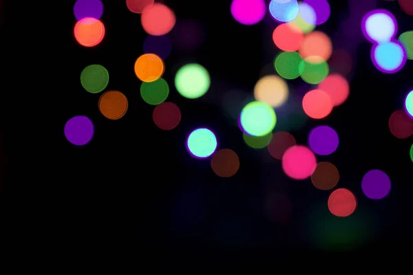 Colore Sfocato Bokeh Rotondo Led Luci Sfondo Astratto Sul Nero — Foto Stock