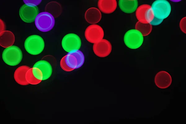 Colore Cerchi Bokeh Offuscati Sfondo Nero Luci Led Festive — Foto Stock