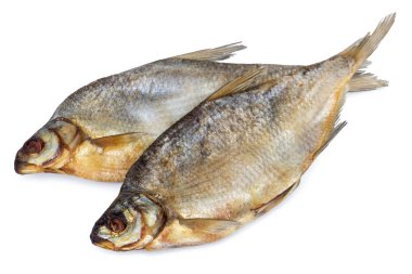 Tuzlu balık beyaz zemin üzerinde izole kurumuş. Geleneksel Rus gıda depolama yöntemi