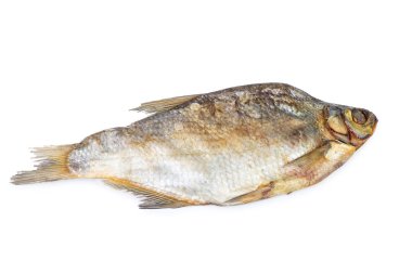 bir tane tuzlu balık beyaz arka plan üzerinde izole kurutulmuş.