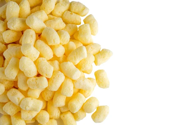 Pile of sweet corn sticks isolated on white. Top view