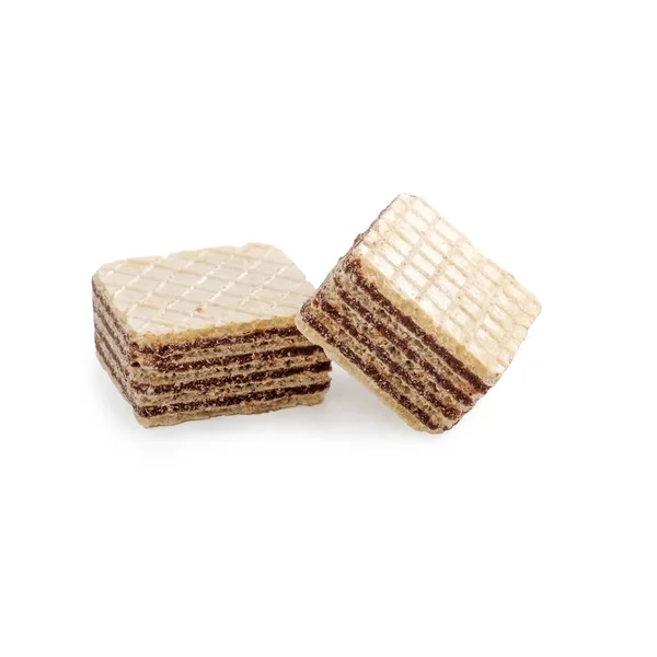 Два Квадратних Вафельних Печива Ізольовані Білому Тлі — стокове фото