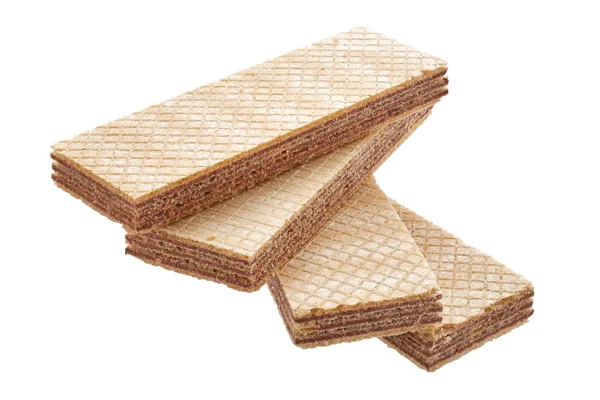 Cuatro galletas de oblea de forma rectangular aisladas en blanco — Foto de Stock