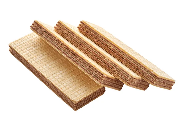 Cuatro galletas de oblea de forma rectangular aisladas en blanco — Foto de Stock