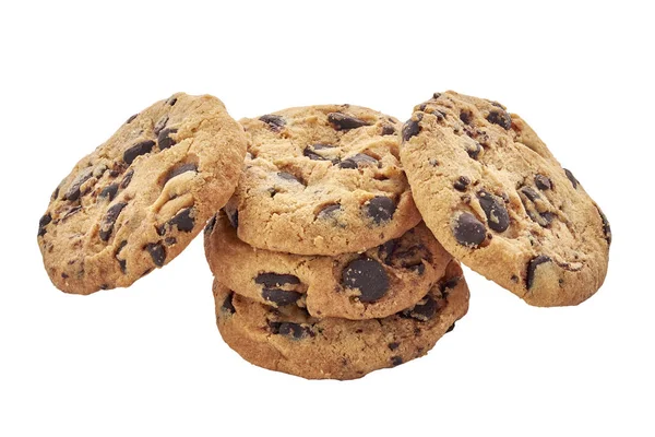 Csokoládé Chip Cookie Elszigetelt Fehér Background Vértes Megtekintése — Stock Fotó