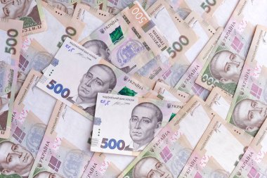 Arka plan olarak 500 Grivnası Uah Ukrayna banknotlar değeri.