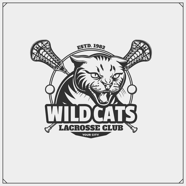 Lacrosse club emblem with wild cat head.
