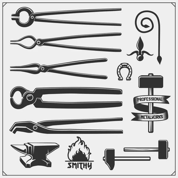 Set Forging Tools Vector Illustration — Stock Vector