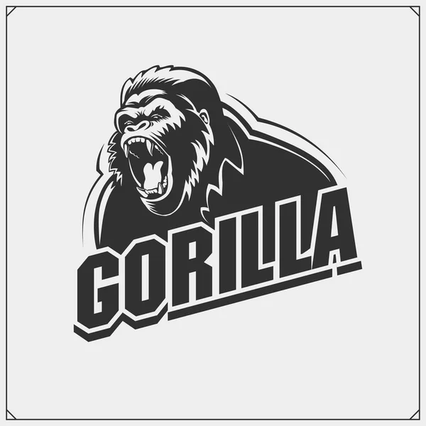 Das Emblem Mit Gorilla Für Eine Sportmannschaft — Stockvektor
