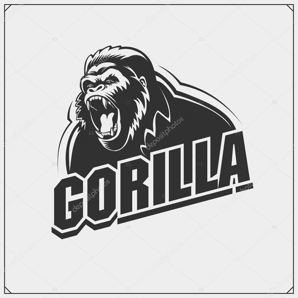 The emblem with gorilla for a sport team.