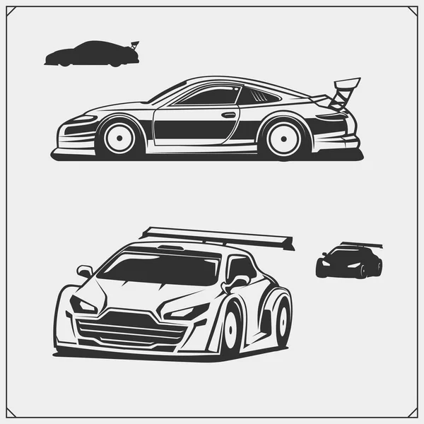 Set Speeding Racing Cars Vector Illustration — Stock Vector