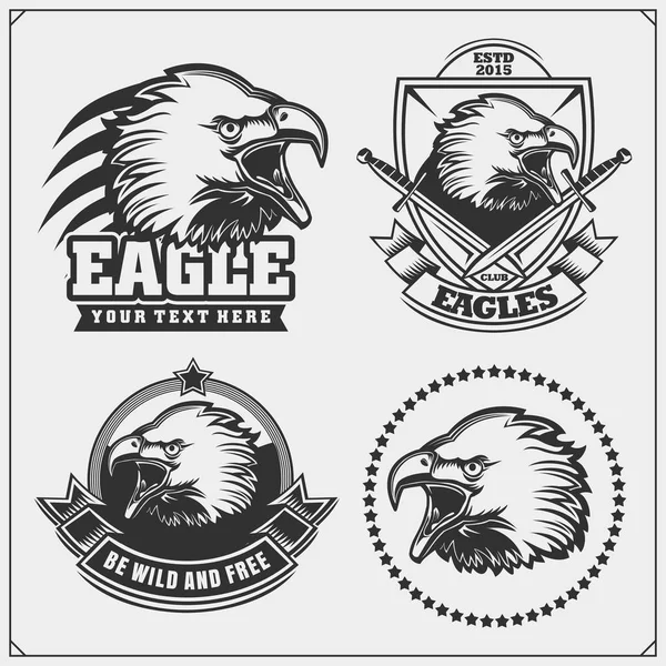Eagle Heraldry Coat Arms Labels Emblems Design Elements Sport Club — Stock Vector