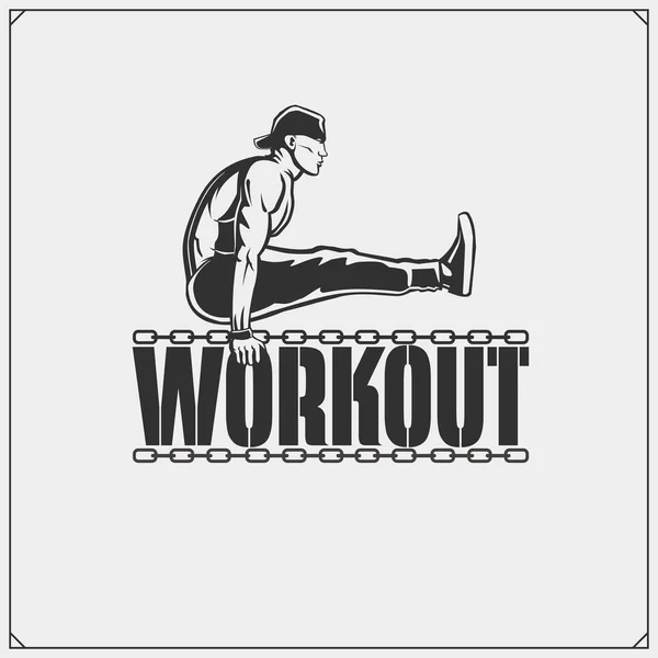 Vector Street Workout and fitness emblem with athletes.